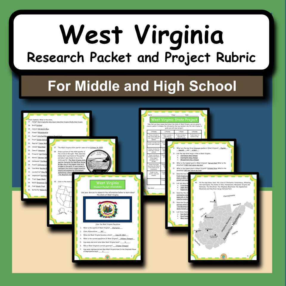West Virginia Research Packet and Project Rubric