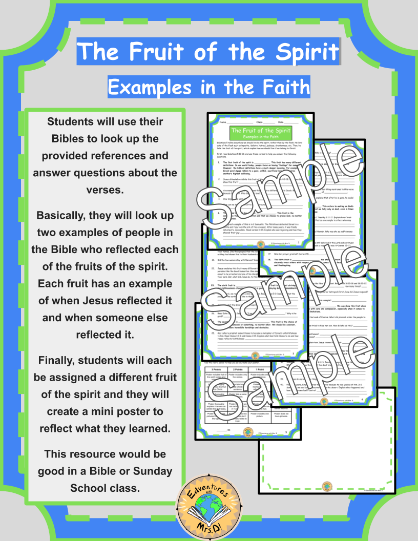 The Fruit of the Spirit: Examples in the Faith Activity