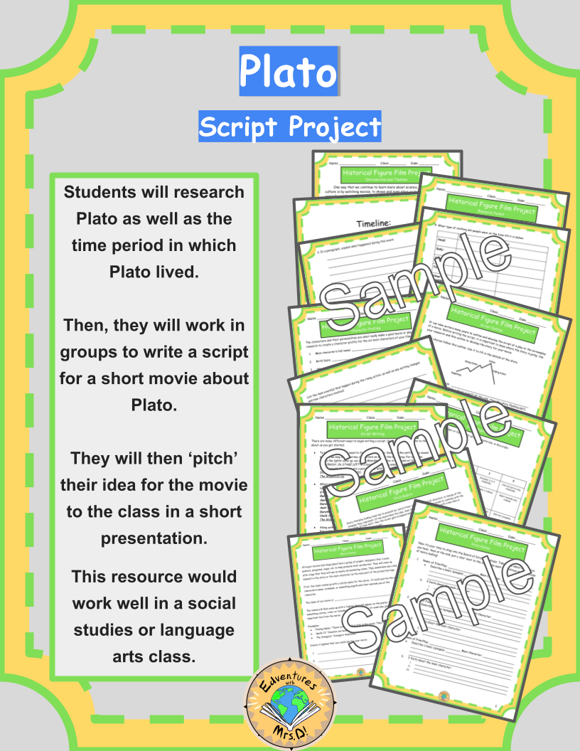 Plato Research Activity Script Project for Socials Studies or History