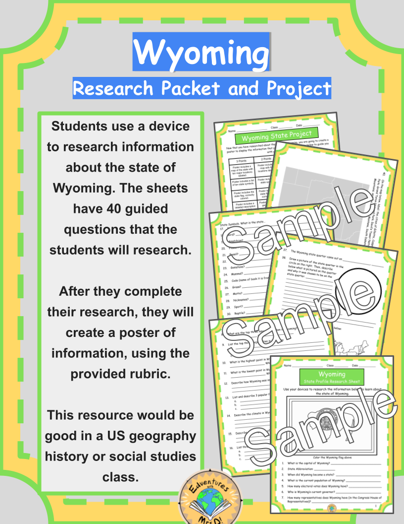 State of Wyoming Research Packet and Project Rubric