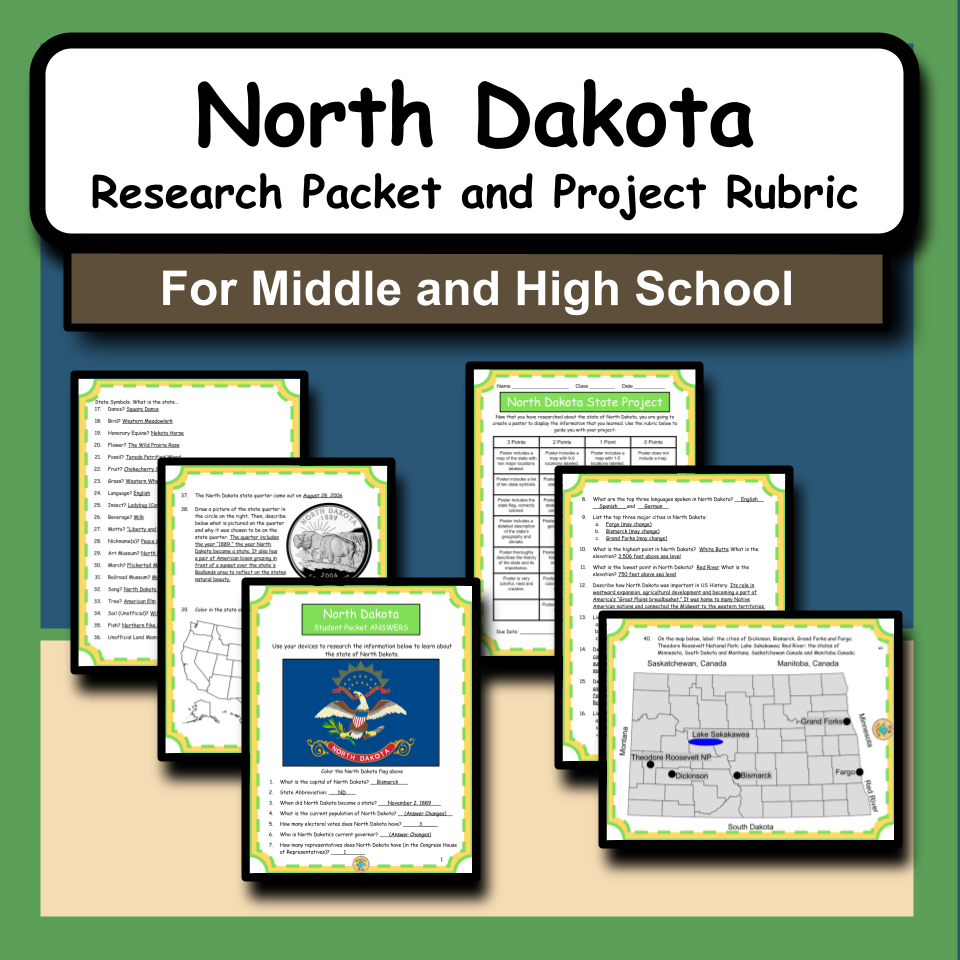 North Dakota Research Packet and Project Rubric