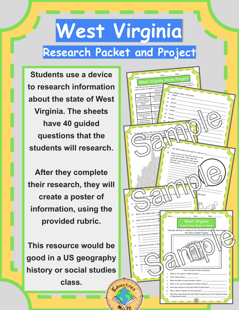 West Virginia Research Packet and Project Rubric