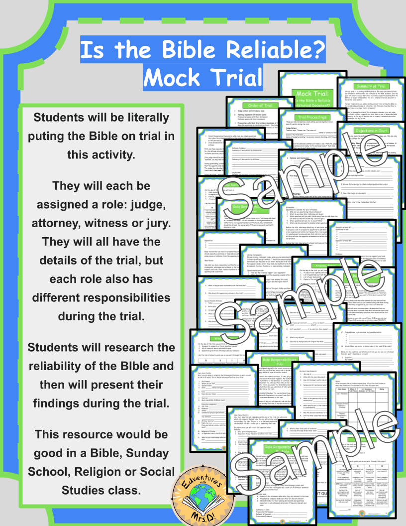 The Bible on Trial: Is The Bible Reliable? Mock Trial Activity
