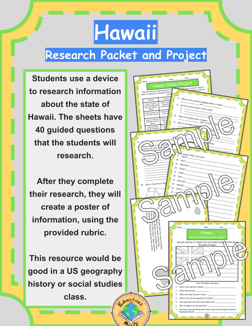 Hawaii Research Packet and Project Rubric