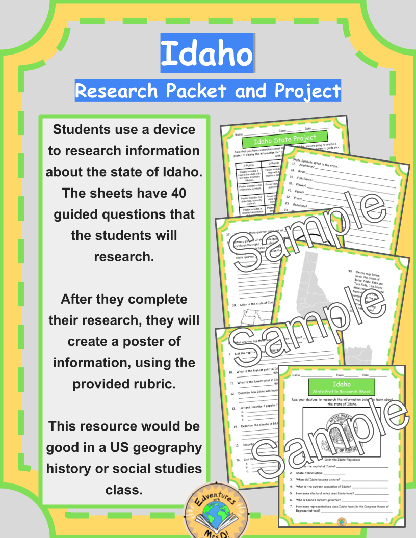 The State of Idaho Research Packet and Project