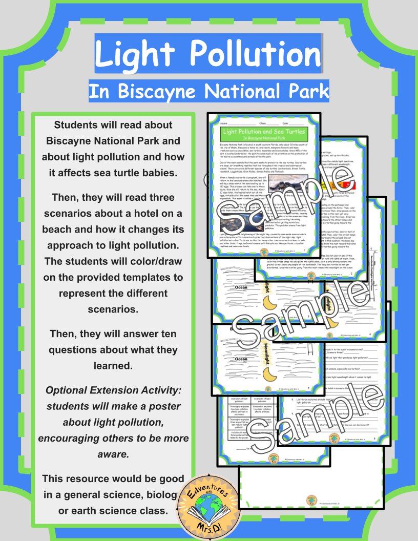 Light Pollution and Sea Turtles in Biscayne National Park Activity Packet