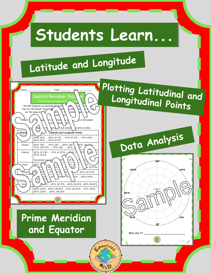 Santa's Christmas Reindeer Escape! Practicing Latitude and Longitude