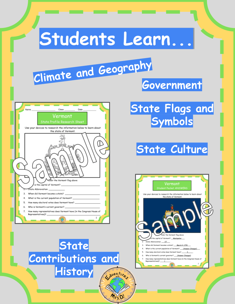 State of Vermont Research Packet and Project Rubric