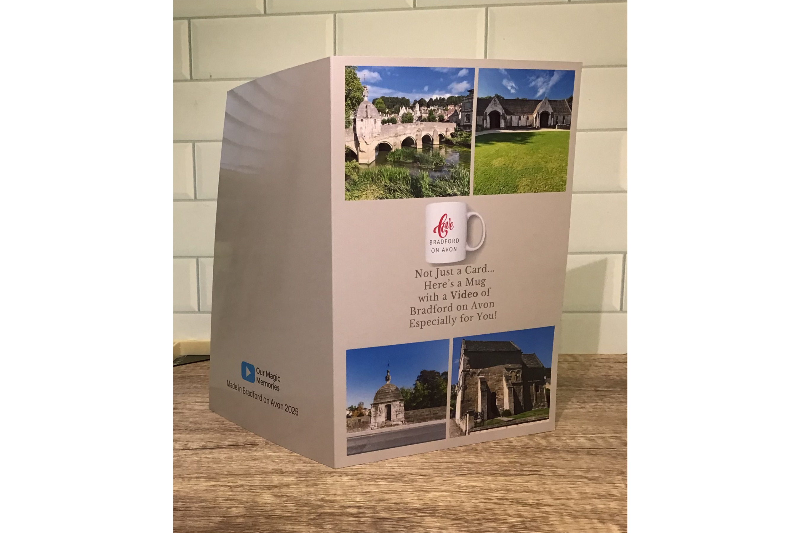 A Bradford on Avon Greetings card with a Plush Teddy Bear & a link to a beautiful video about Bradford on Avon