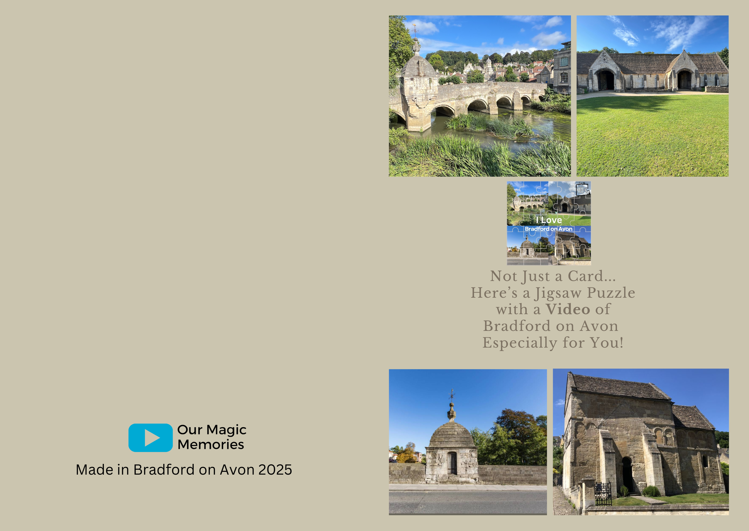 A Bradford on Avon Greetings card with a 25 piece Jigsaw Puzzle & a link to a beautiful video about Bradford on Avon