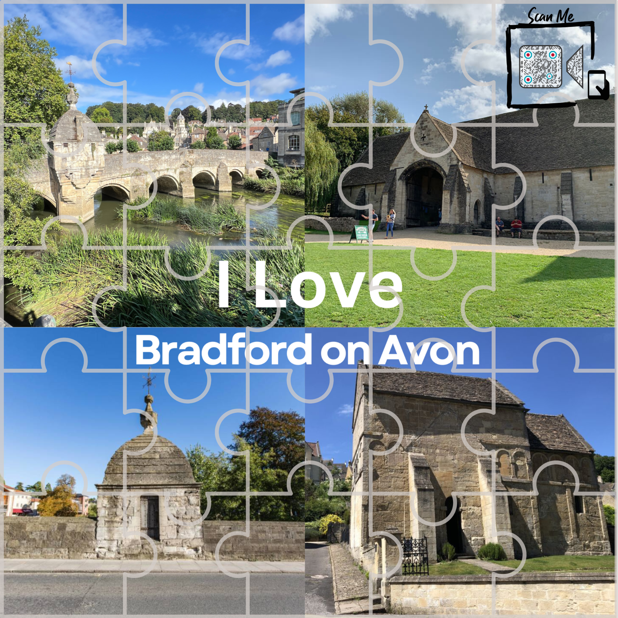 A Bradford on Avon Greetings card with a 25 piece Jigsaw Puzzle & a link to a beautiful video about Bradford on Avon