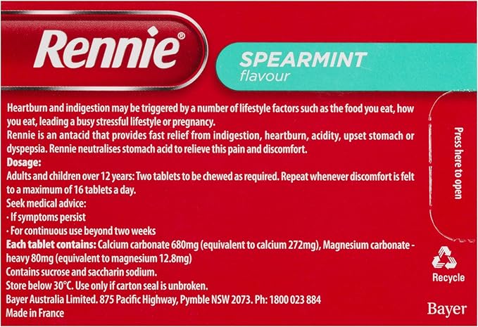 Rennie Peppermint 72-Tablets
