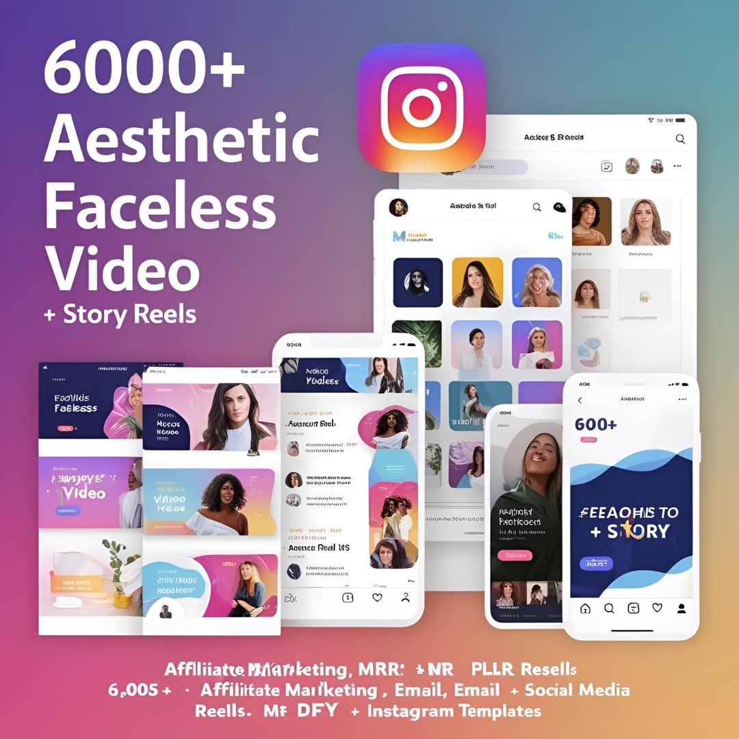 6000+ Aesthetic Faceless Video Reels + Story MRR & PLR resell | Affiliate Marketing, Email, Social Media mrr DFY Instagram Templates Digital