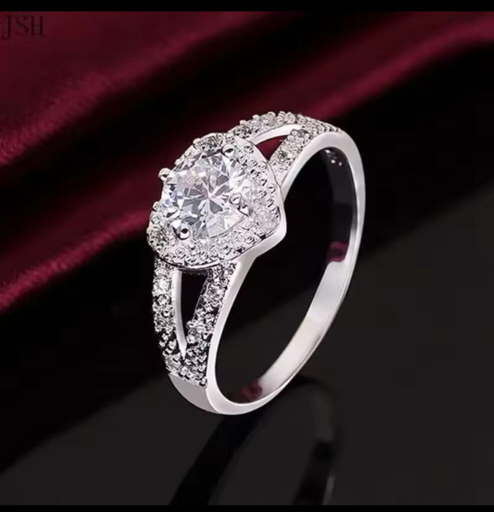 925 Sterling Silver Heart shaped Ring available in sizes 6-10