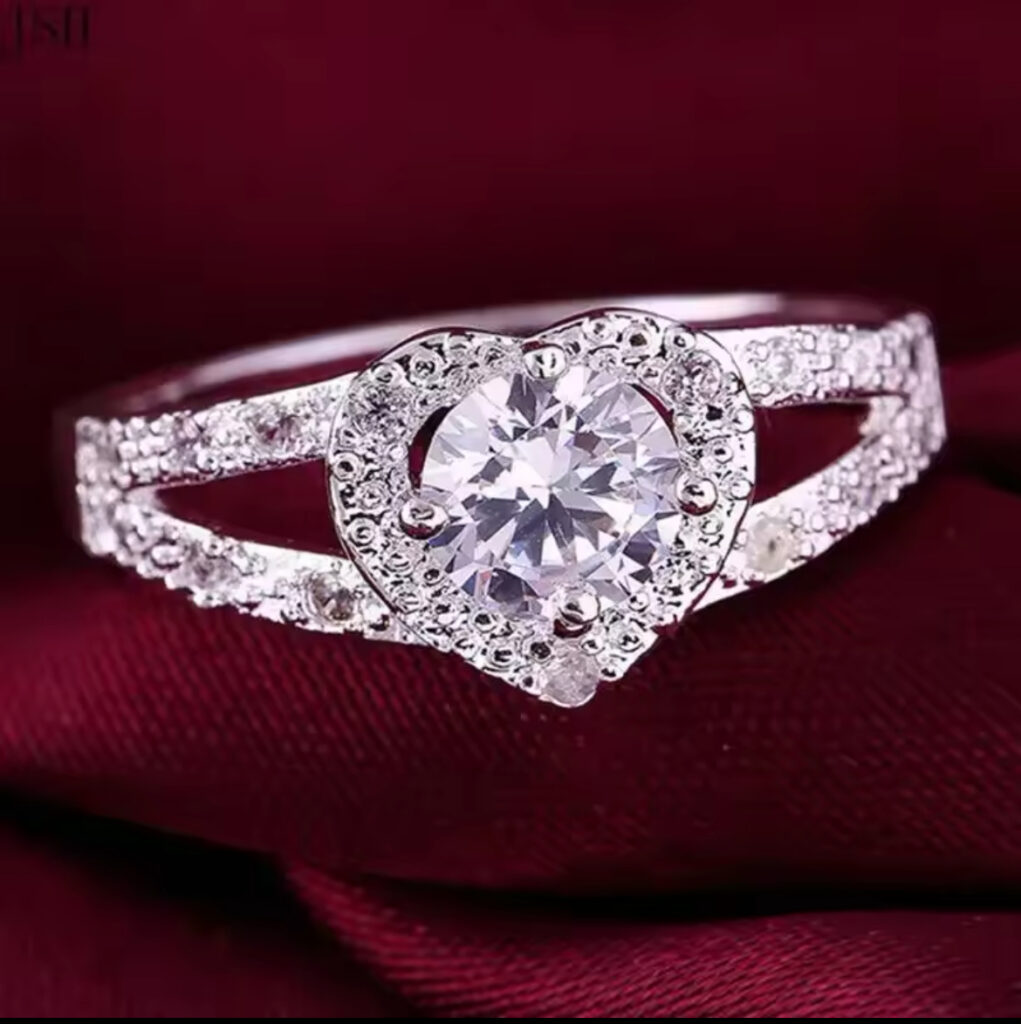 925 Sterling Silver Heart shaped Ring available in sizes 6-10