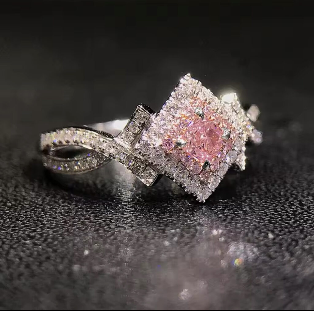 Diamond and Pink Gemstone Ring