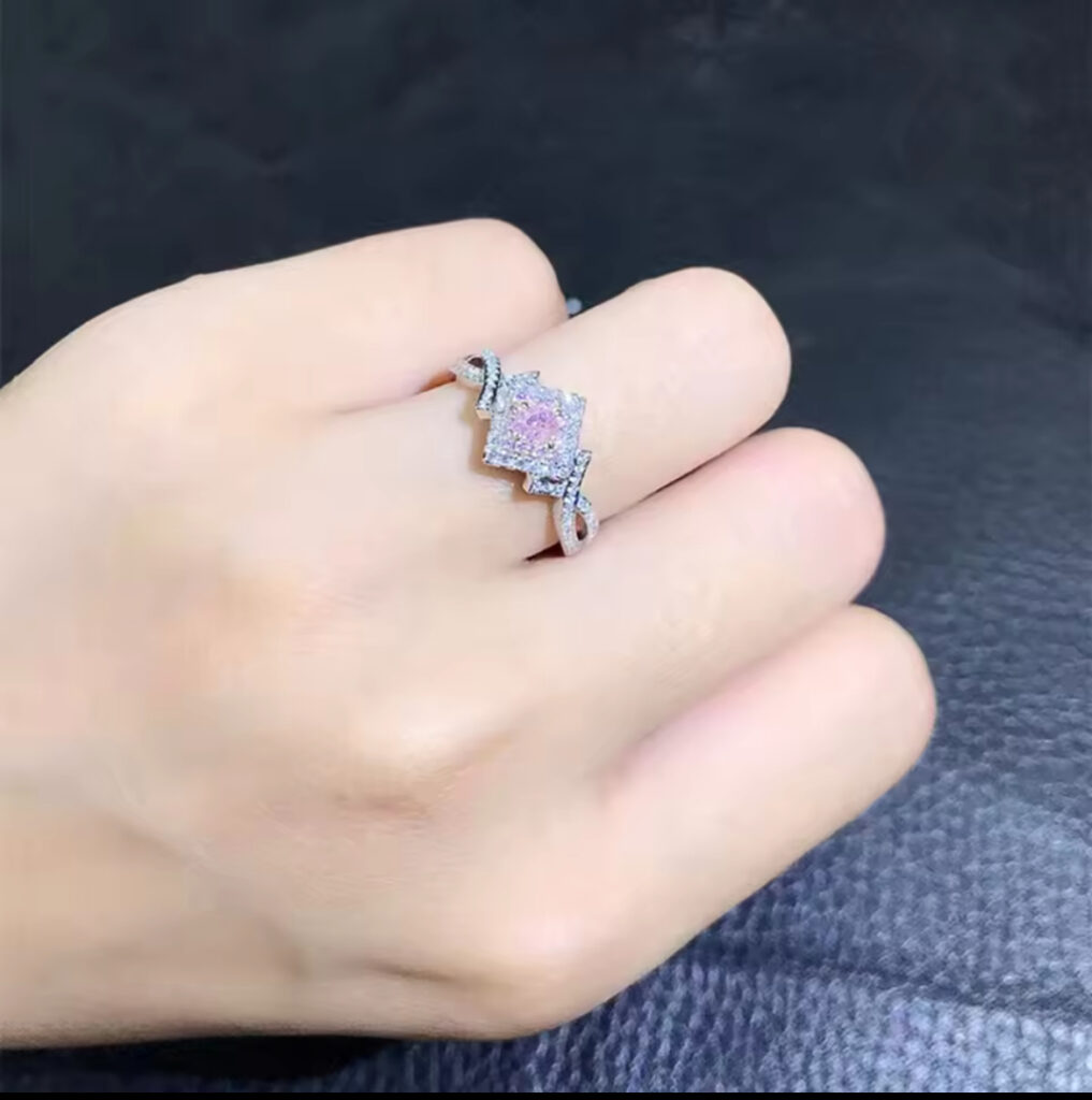 Diamond and Pink Gemstone Ring