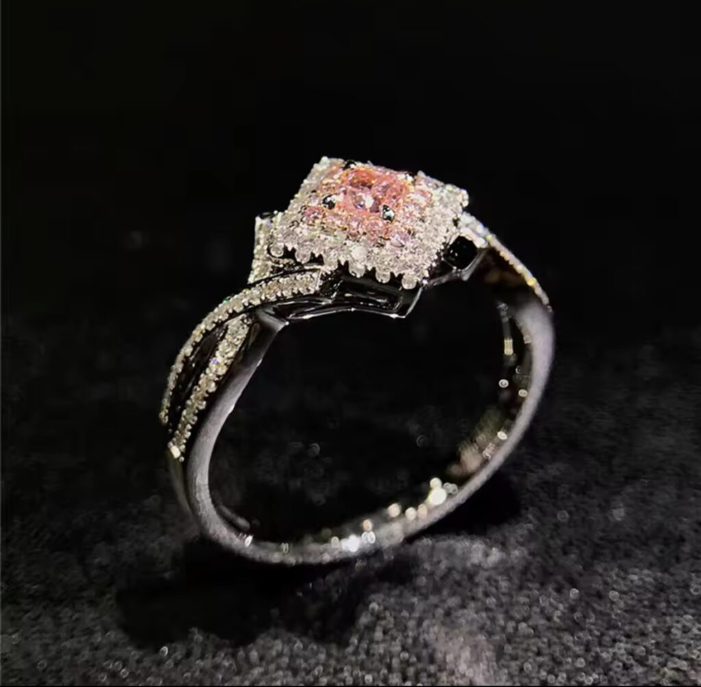 Diamond and Pink Gemstone Ring