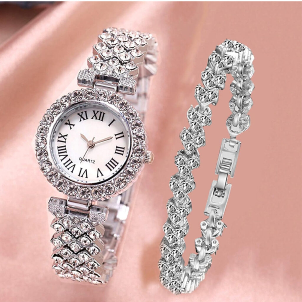 Women's Diamond Watch and Bracelet Set