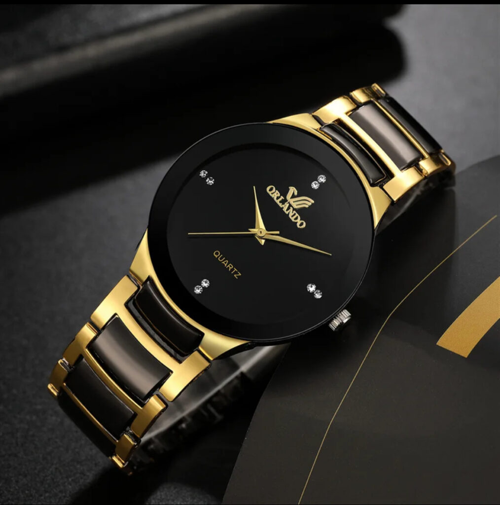 Gold and Black Quartz Watch