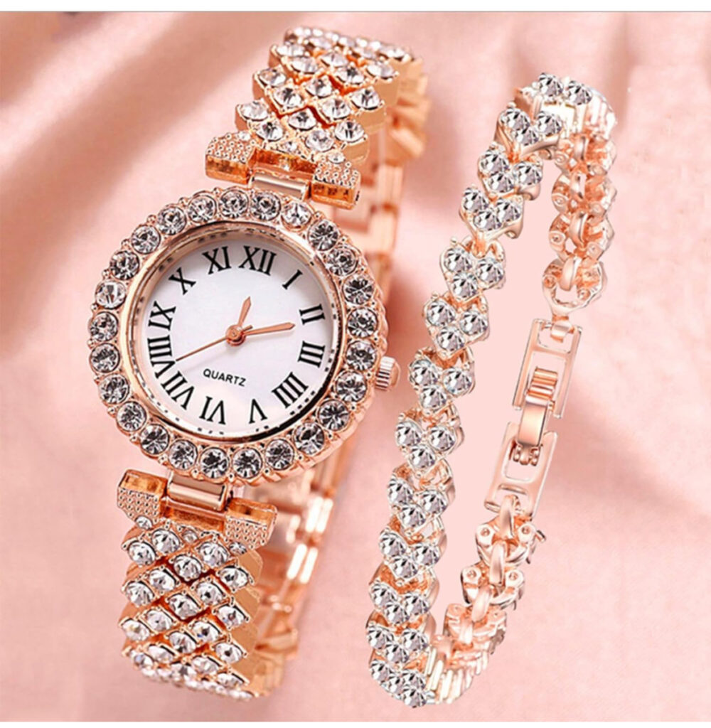 Women's Diamond Watch and Bracelet Set