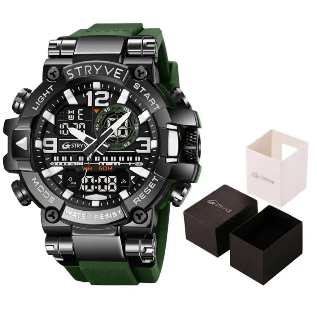 STRYVE Men’s digital sport watch available in different colors