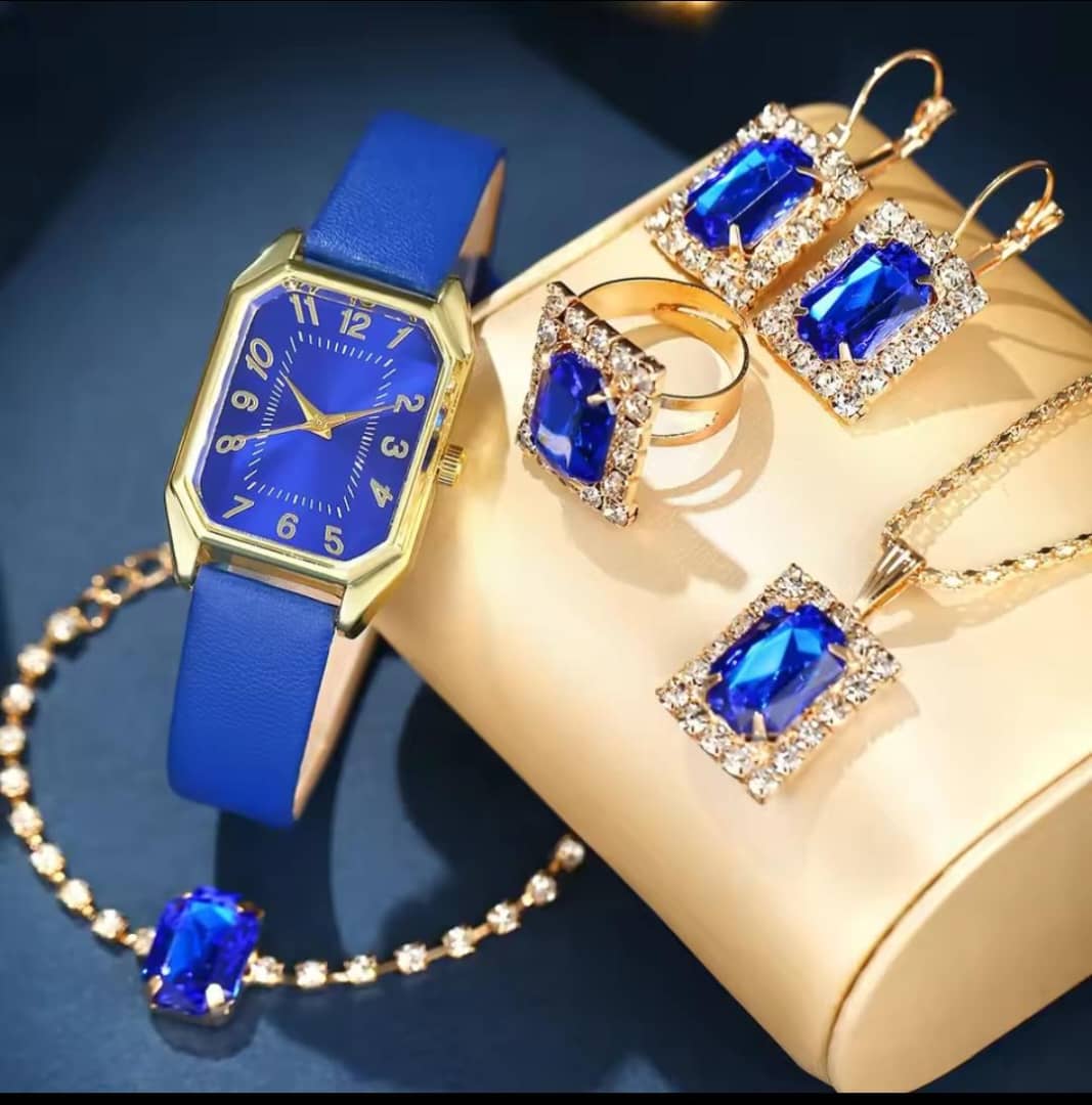 Elegant Blue Gemstone Jewelry Set
