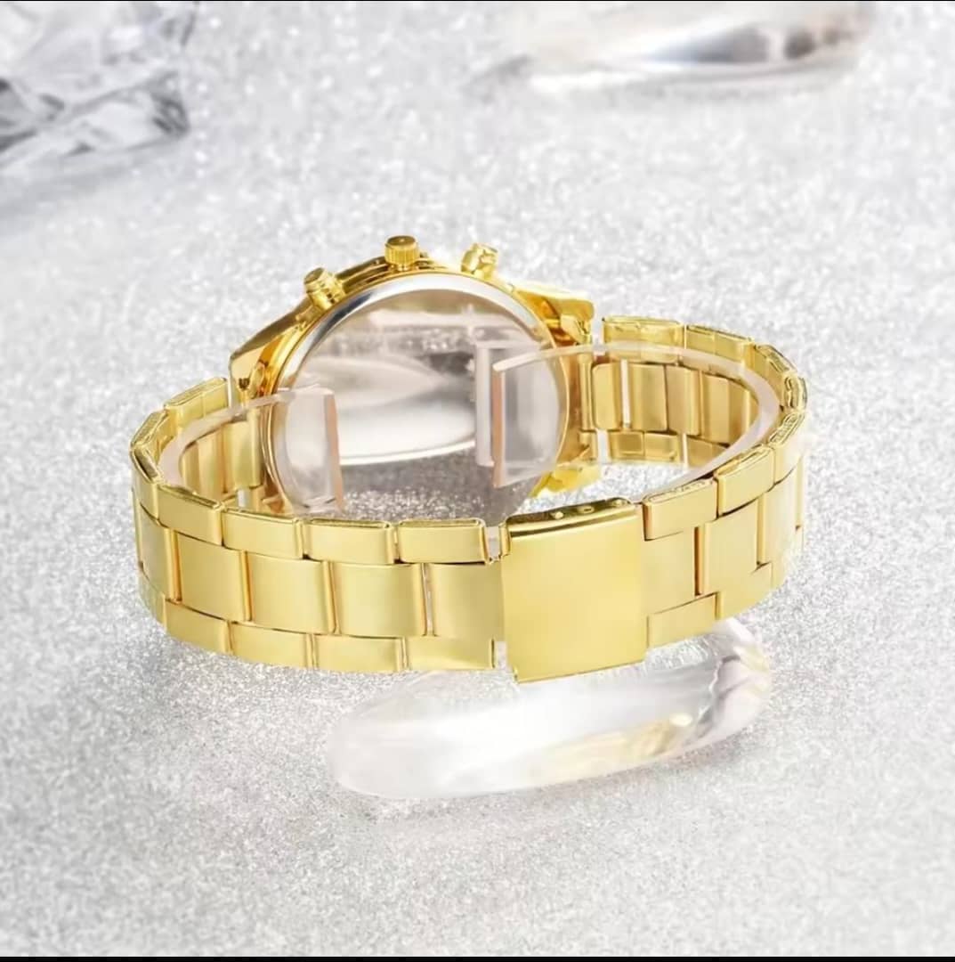 Elegant Gold-Plated Jewelry Set with Watch