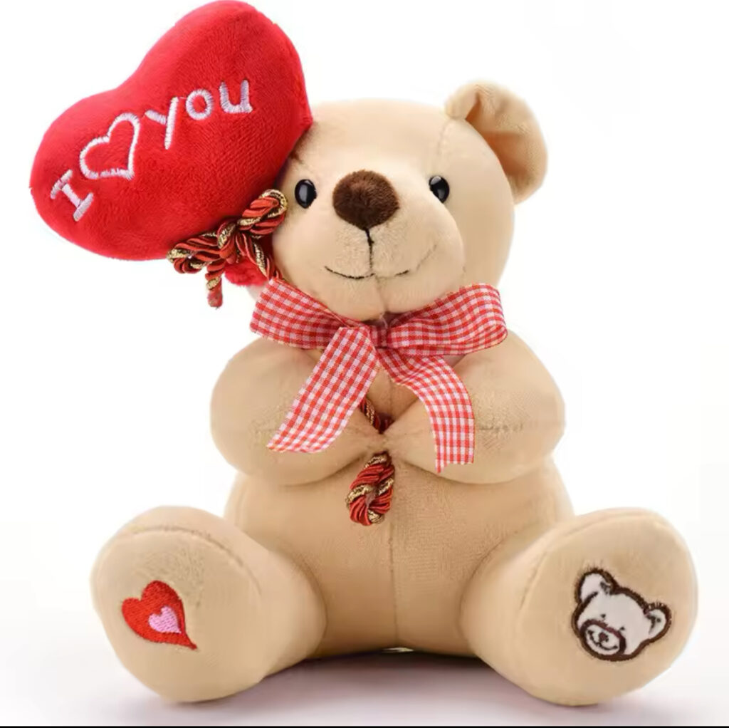 Plush Teddy Bears with Heart Balloons 