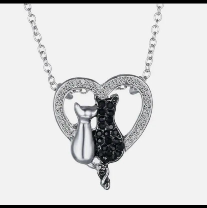 Cat Heart Pendant Necklace
