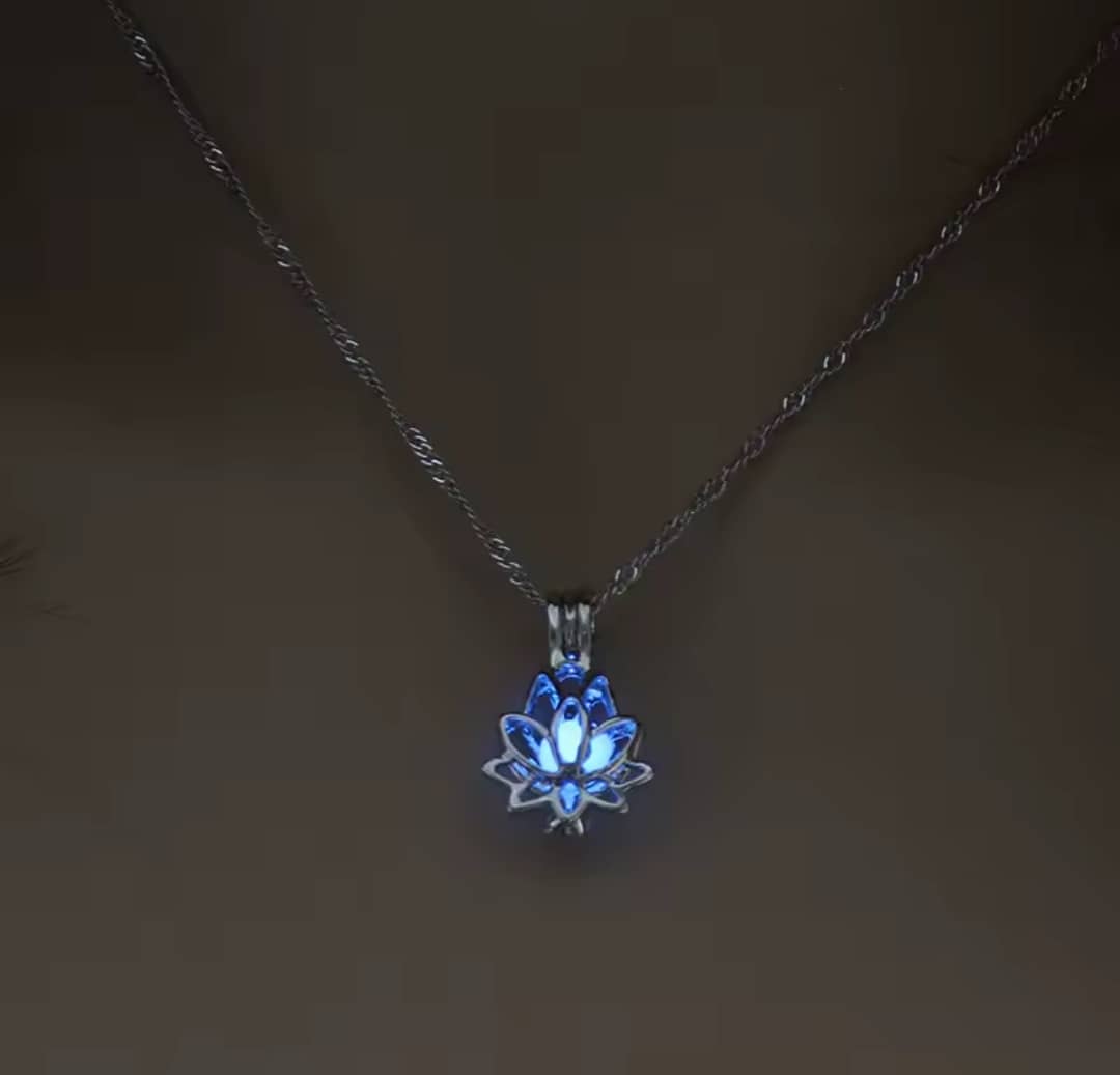 Glowing Lotus Pendant Necklace
