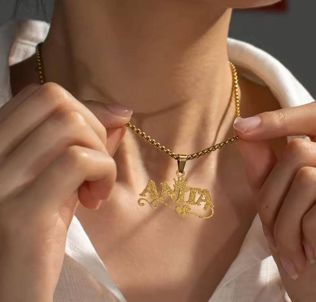 Gold Necklace with 'your name' Pendant