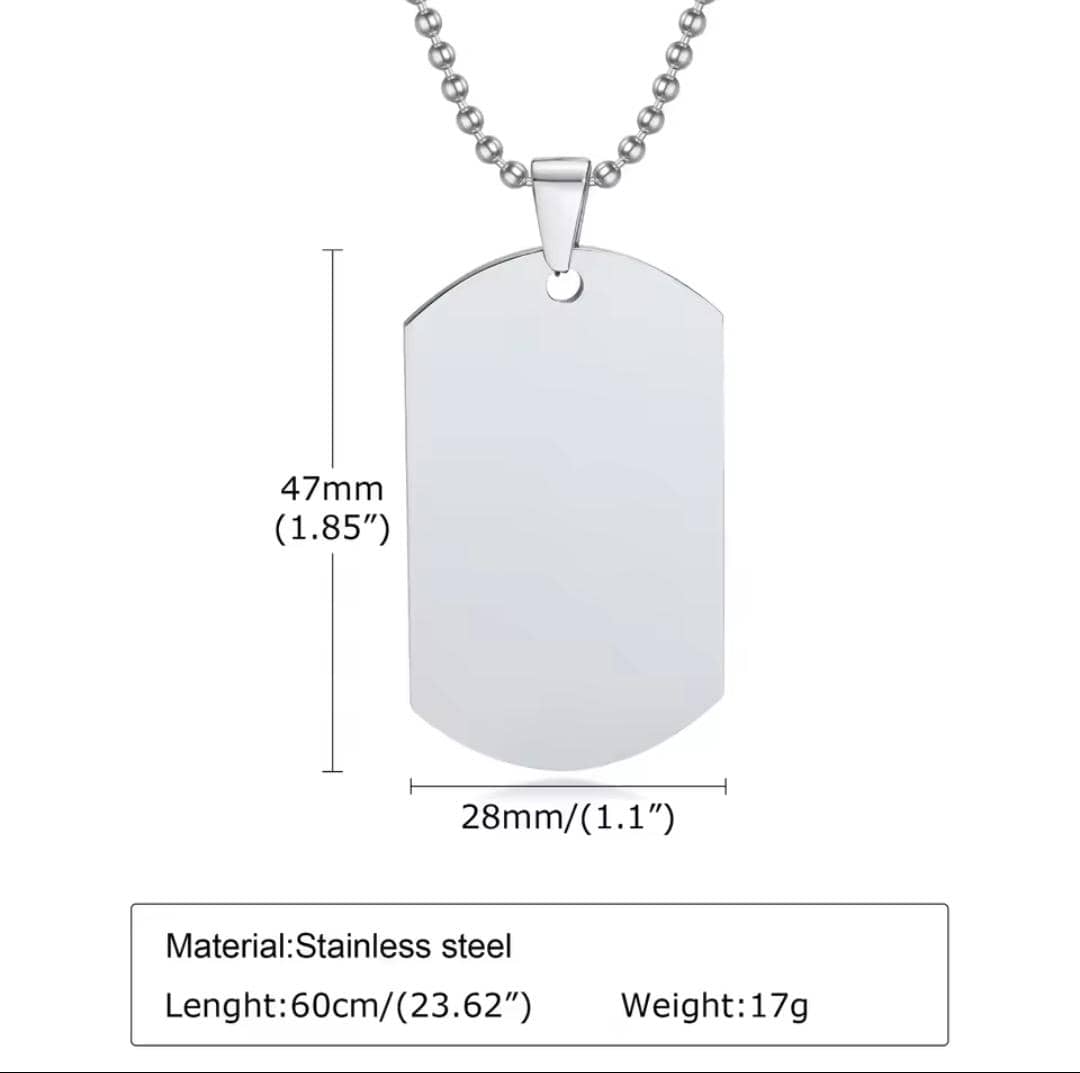 Stainless Steel Dog Tag Necklace (can be customized)