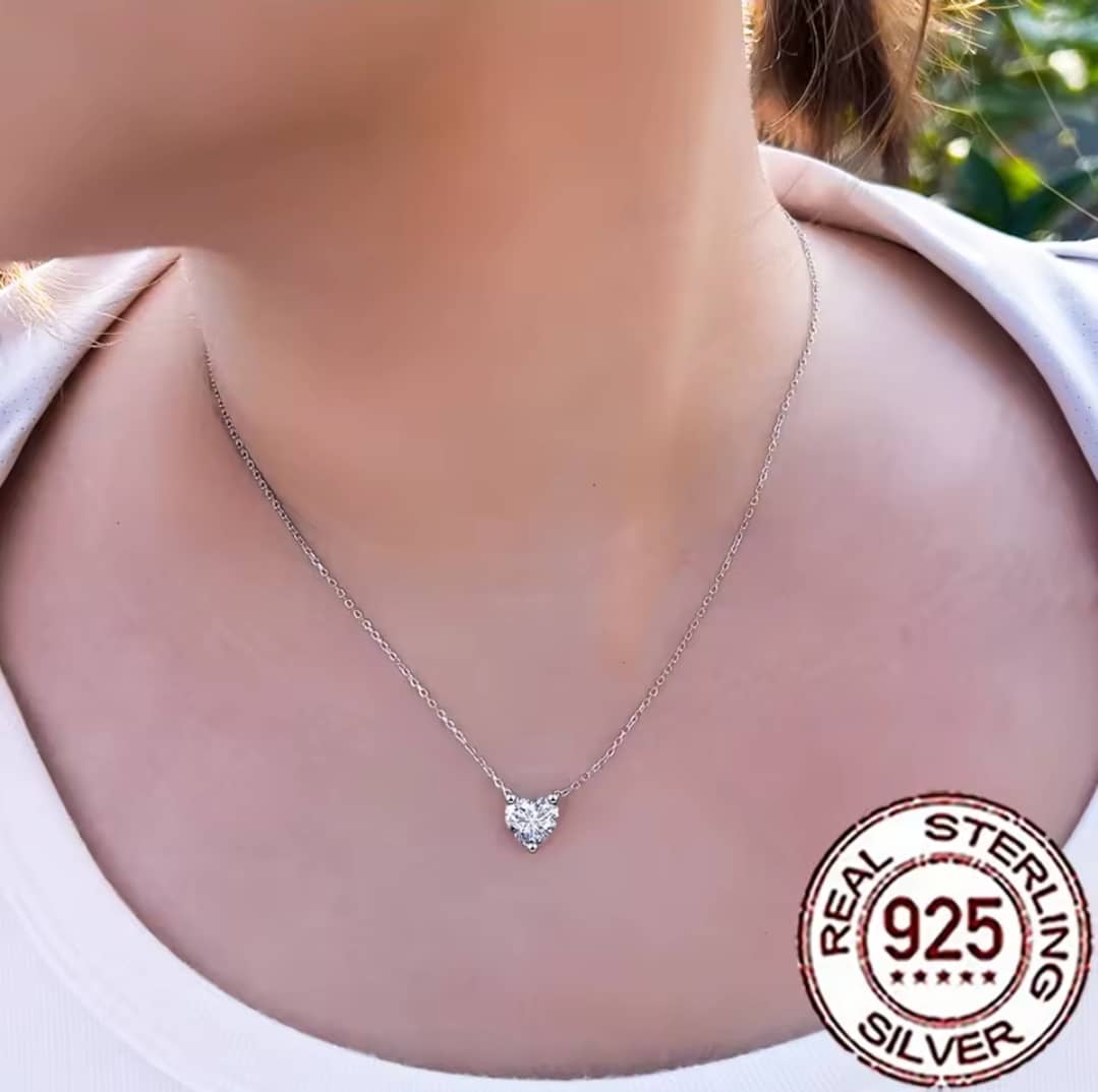 Heart-Shaped Sterling Silver Necklace