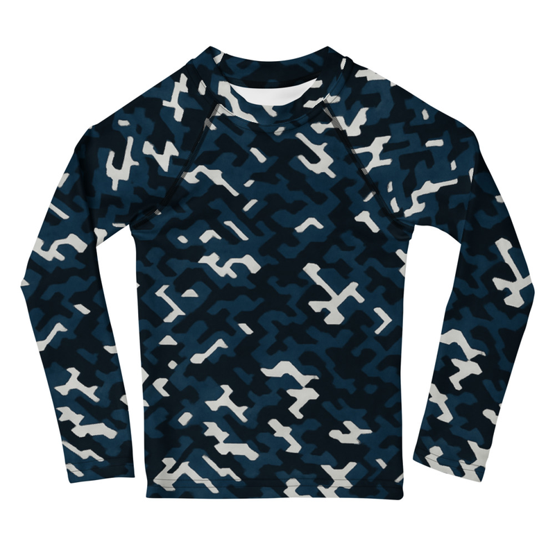Black & Blue Camouflage Kids Rash Guard