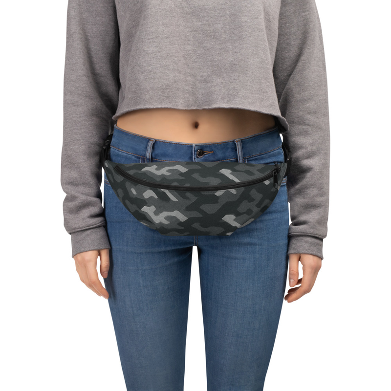 Grey & Black Camouflage Fanny Pack