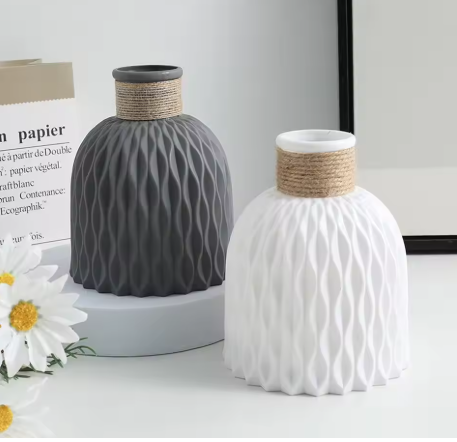 Rope Plastic Vase Flower Arrangement DIY Flowerpot Living Room Porcelain Imitation Flower Ware Home Decoration Ornaments