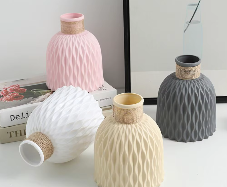 Rope Plastic Vase Flower Arrangement DIY Flowerpot Living Room Porcelain Imitation Flower Ware Home Decoration Ornaments