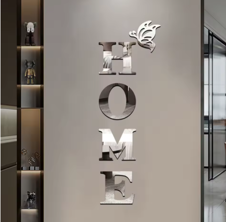 HOME Home Logo 3D Mirror Wall Sticker, Entrance Decoration, Home Decoration