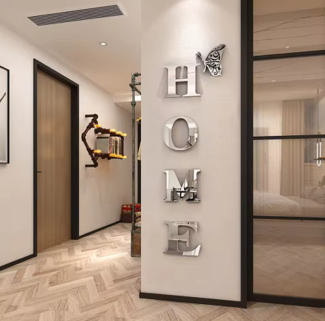 HOME Home Logo 3D Mirror Wall Sticker, Entrance Decoration, Home Decoration