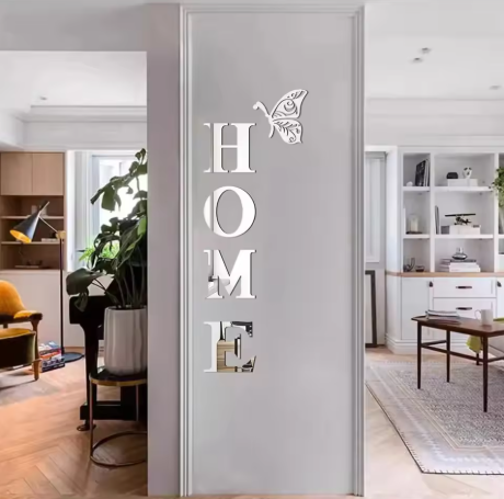 HOME Home Logo 3D Mirror Wall Sticker, Entrance Decoration, Home Decoration