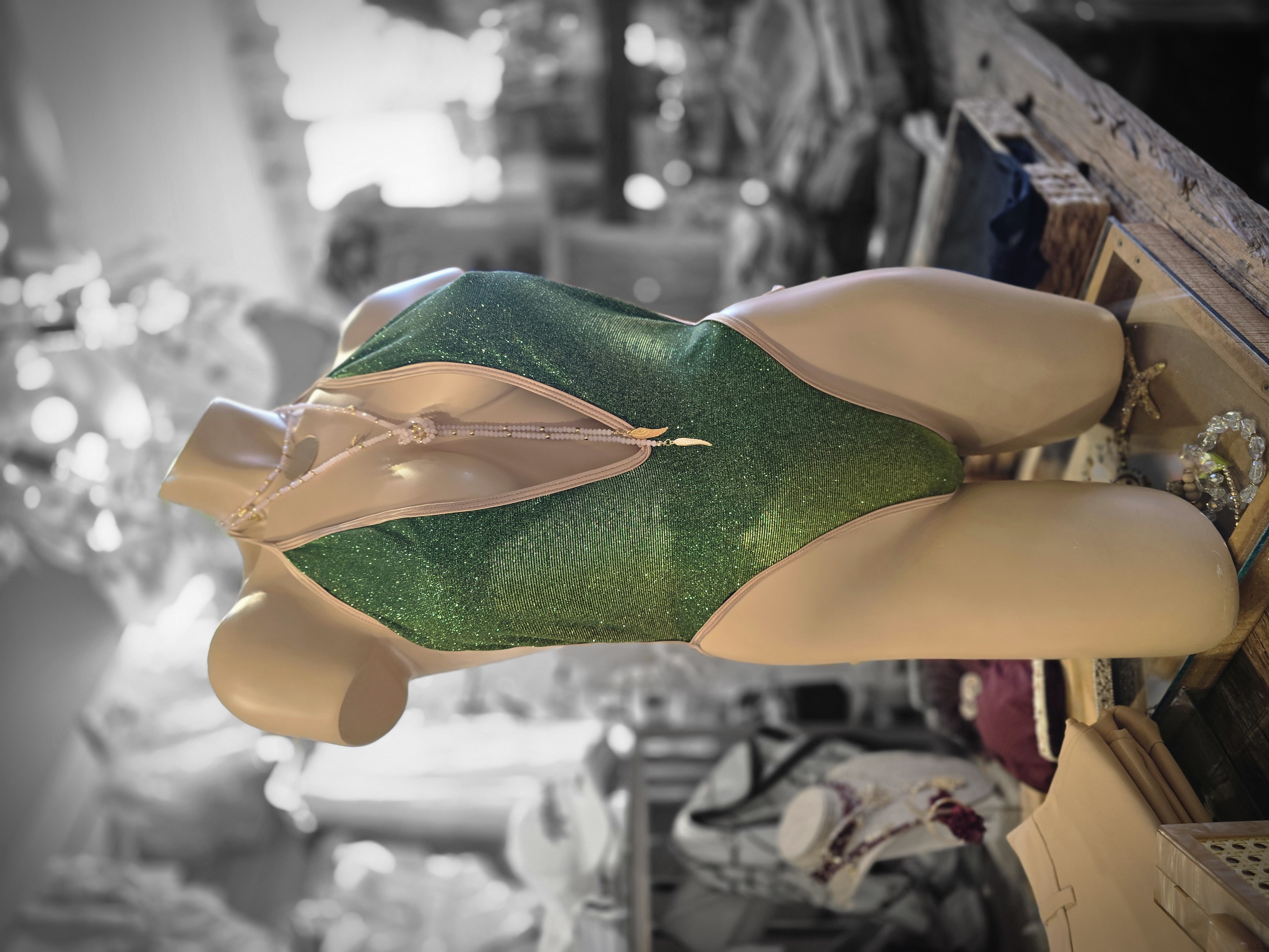 ✨ Iridescent Green Swimsuit/Bodysuit – One Size ✨