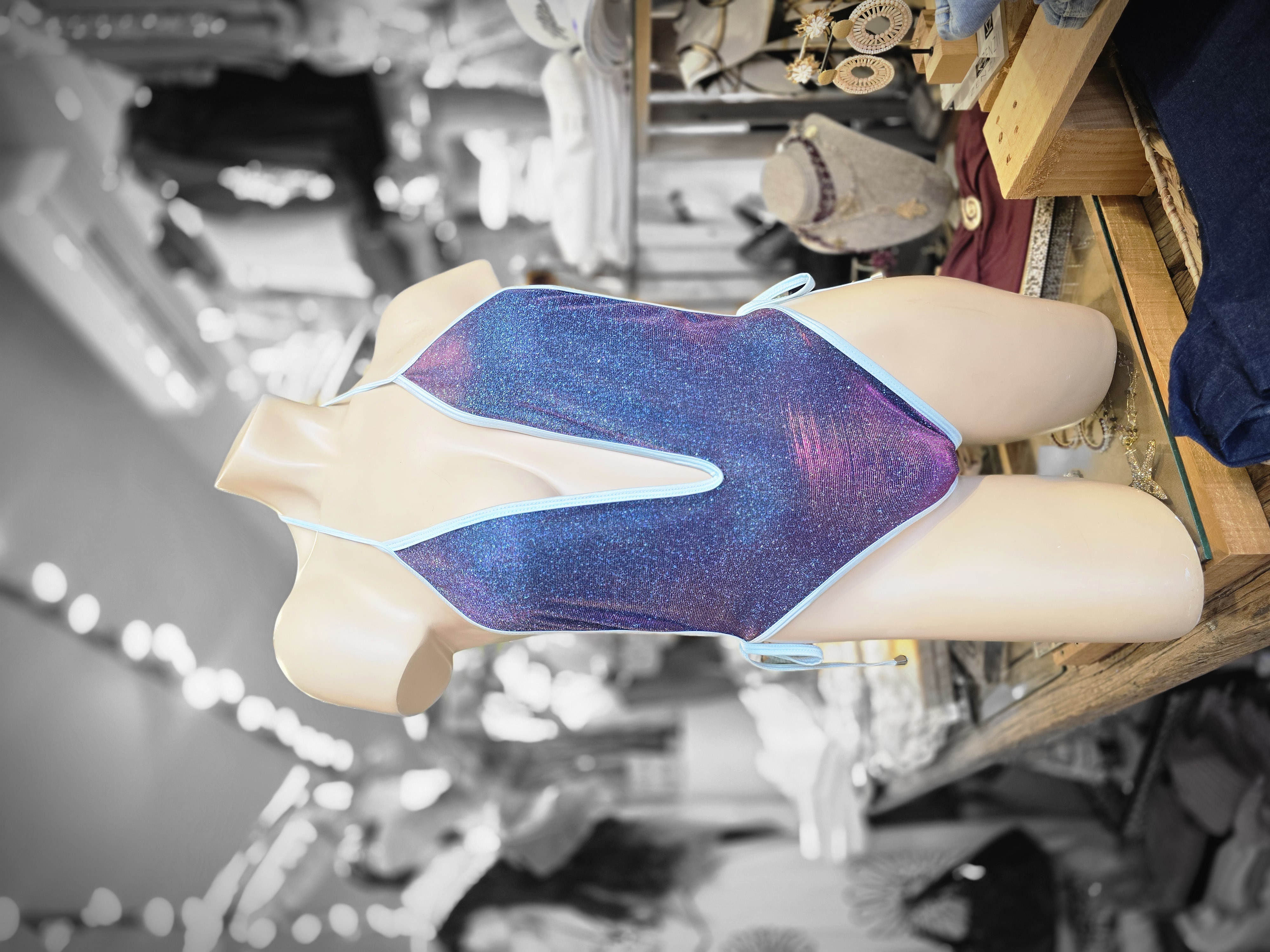 ✨ Iridescent Blue Swimsuit/Bodysuit – One Size ✨