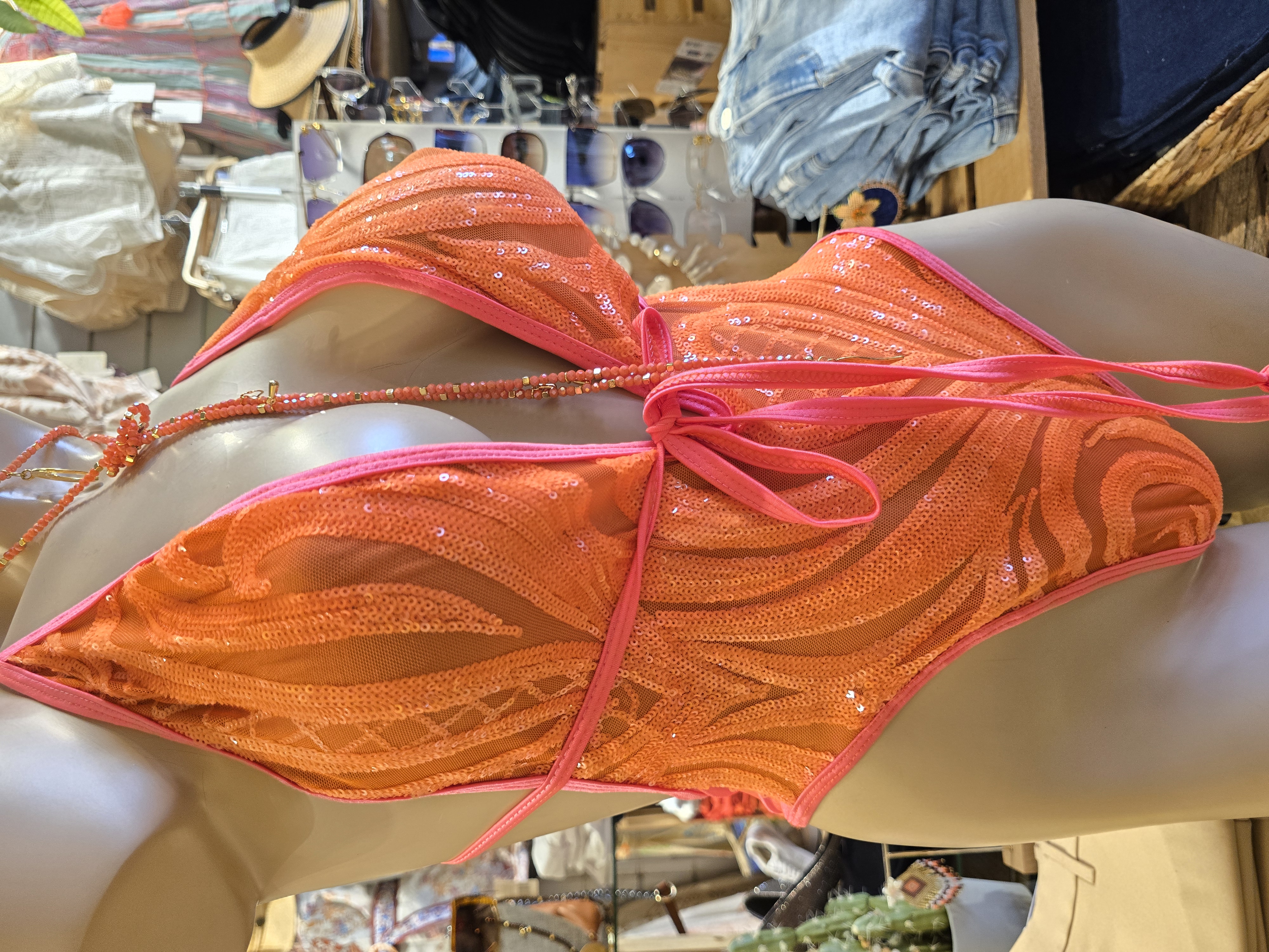 🧡 Neon Orange Swimsuit/Bodysuit – One Size 🧡