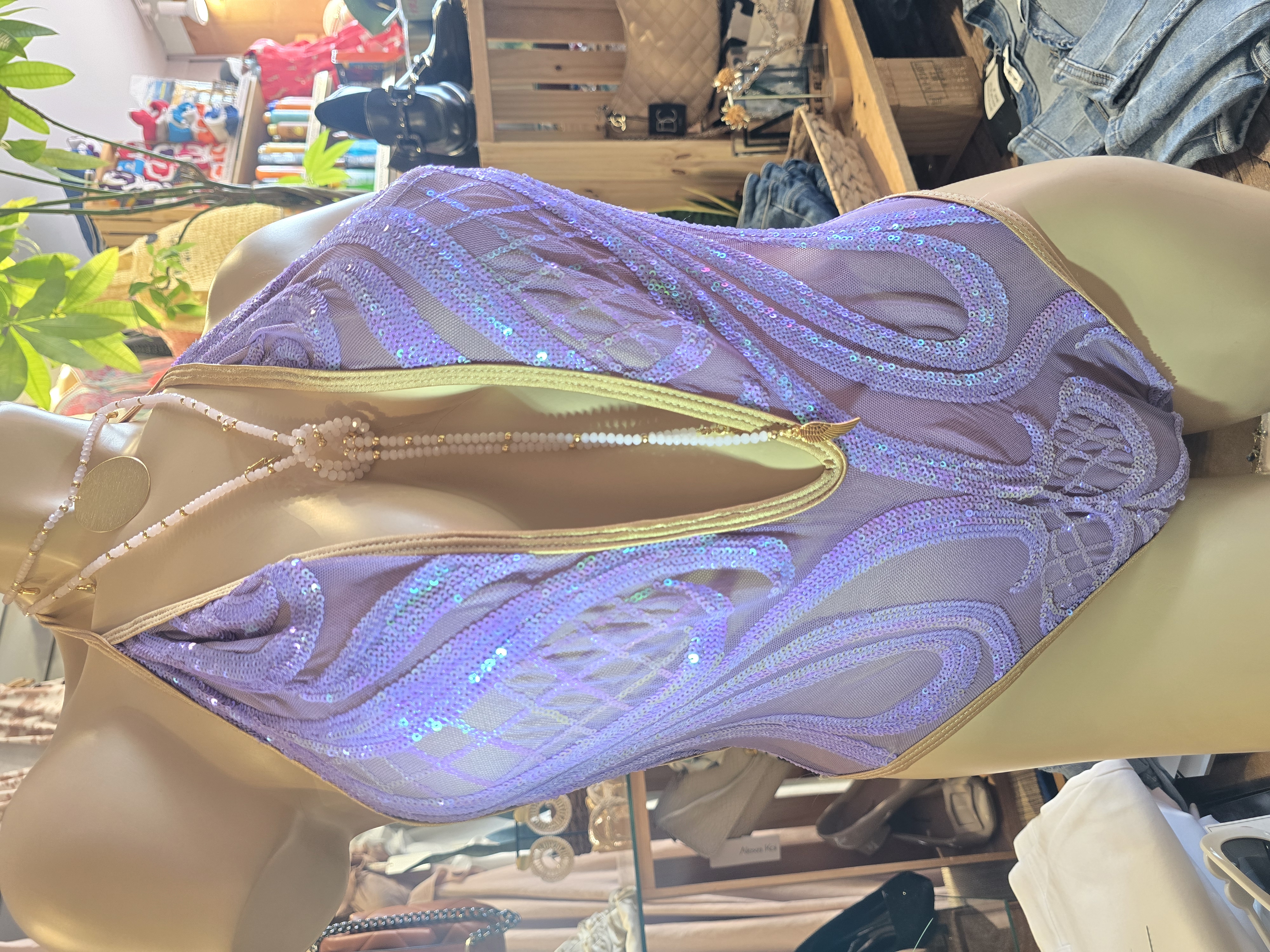   💜 Iridescent Purple Swimsuit/Bodysuit – One Size 💜