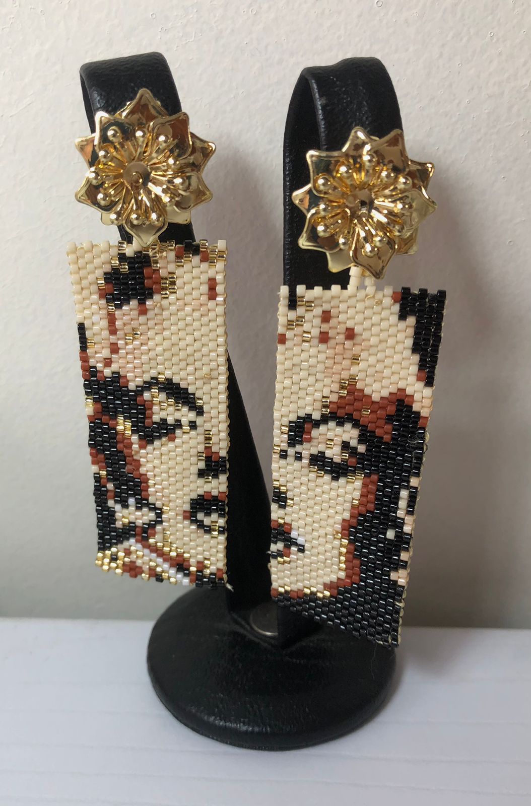 Handmade Beaded Portrait Earrings