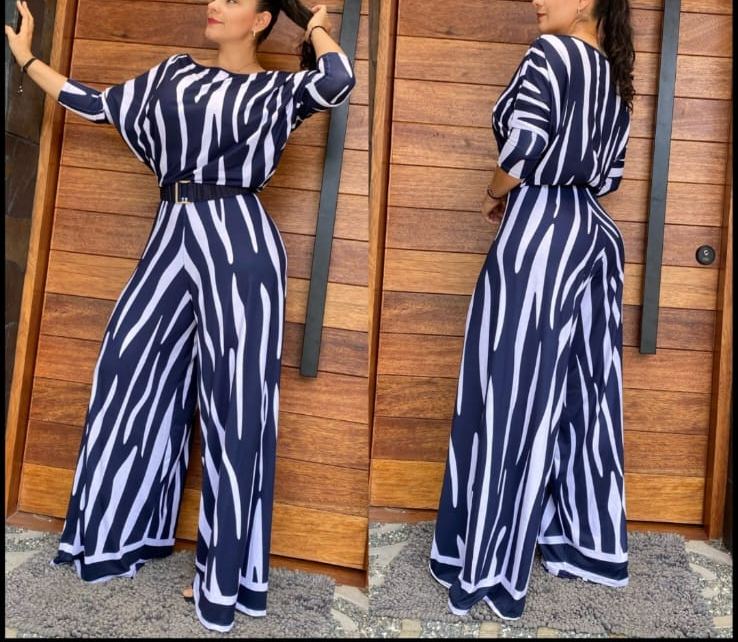 Navy and White Striped Jumpsuit / ONE Size