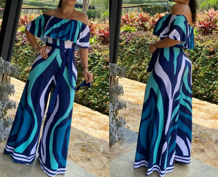 Off-Shoulder Wide Leg Jumpsuit/ One Size