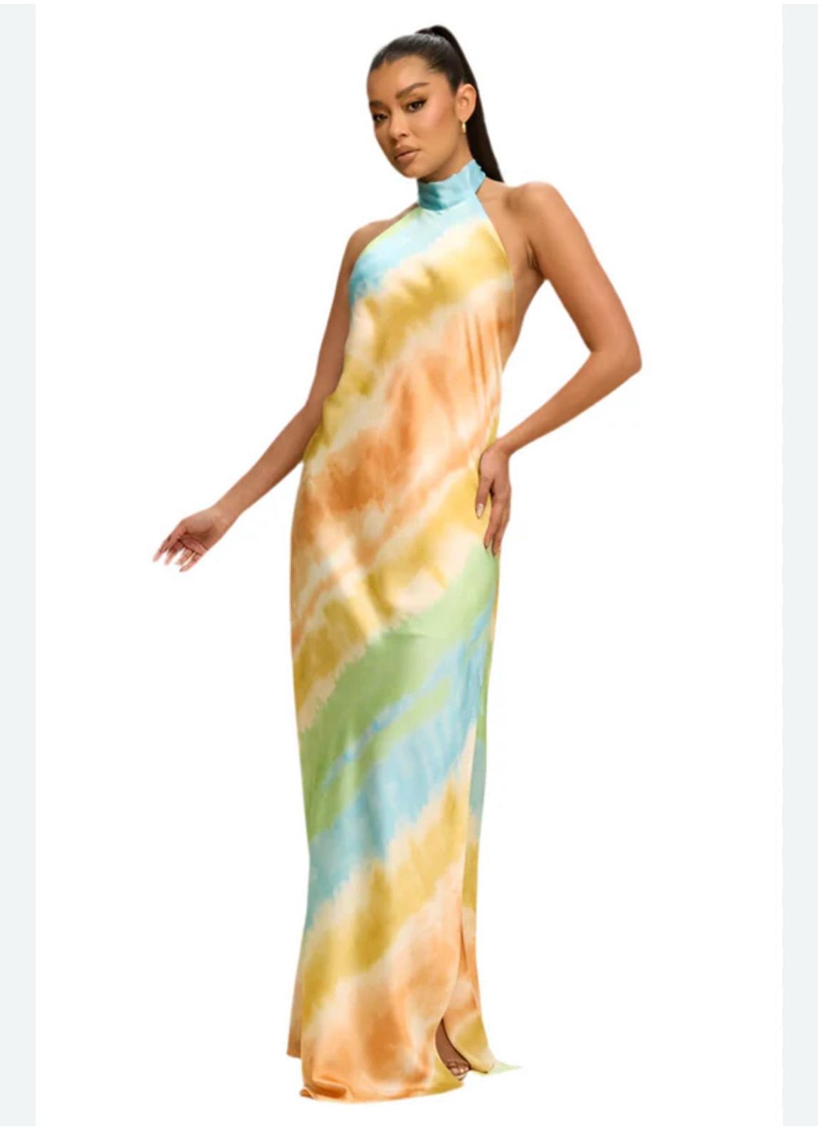 Tie-Dye Halter Maxi Dress
