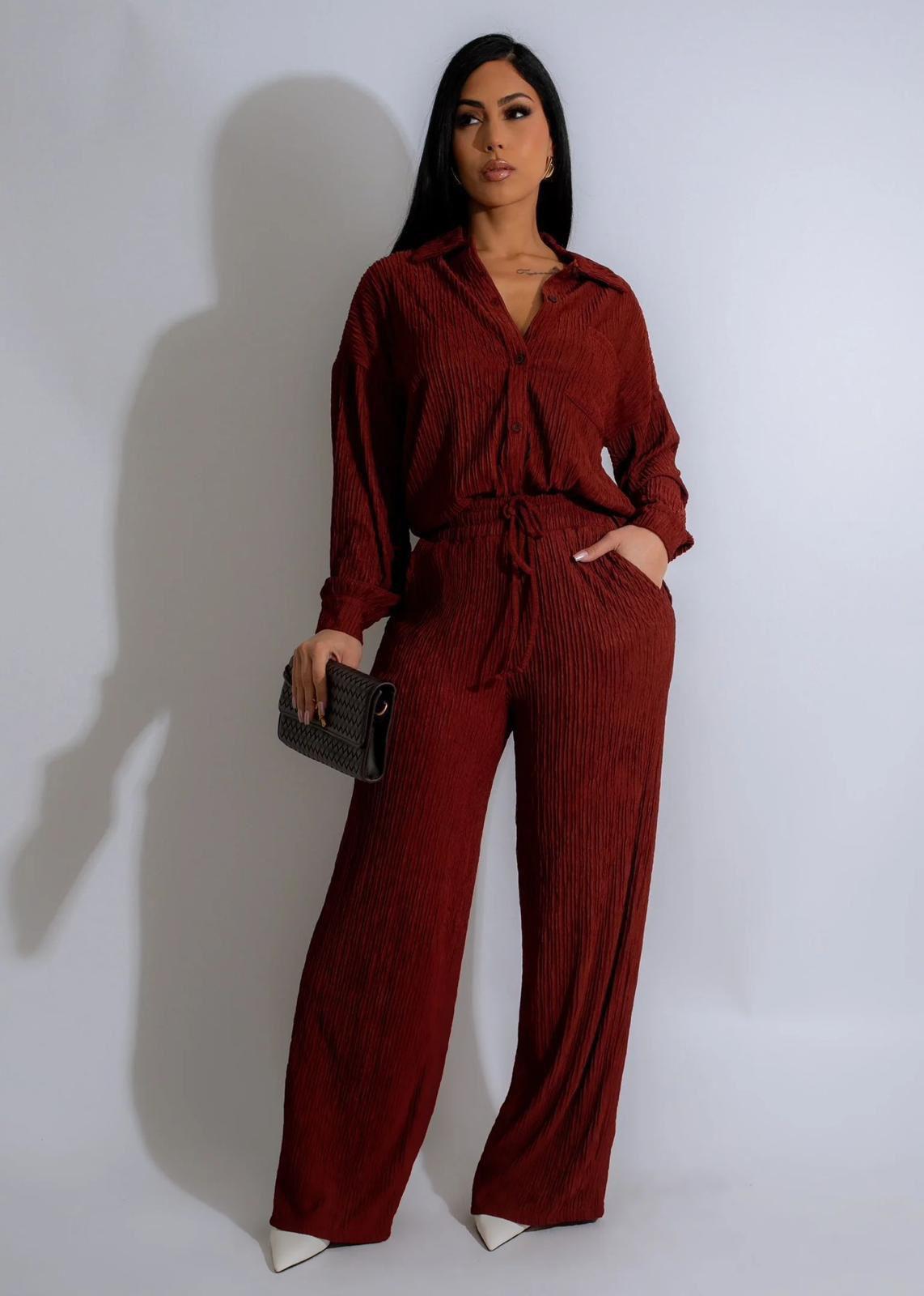 Elegant Burgundy Two-Piece Set